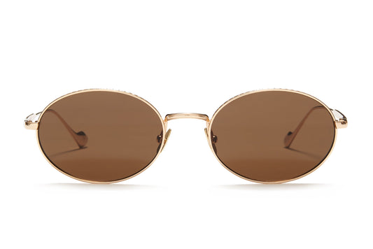  Sunday Somewhere Jax in Gold Unisex Round Metal Sunglasses